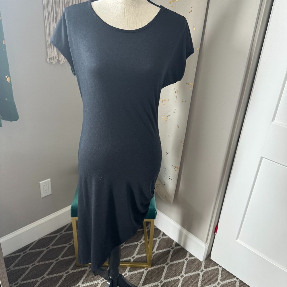 NWT Vanilla Bay Side Shirred Asymmetrical Dress Black Size Small